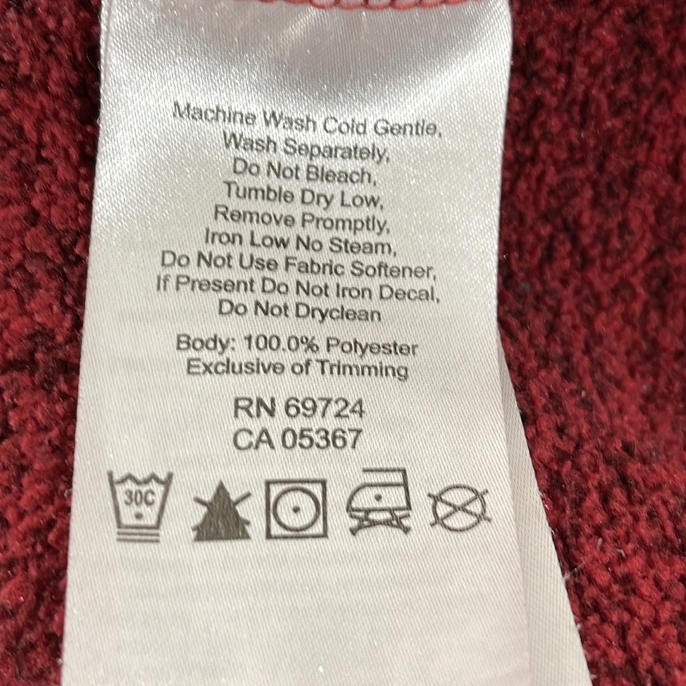 COLUMBIA Sweater Women Large Red Marled Fleece Lined Loop Button Hooded Outdoor - Picture 9 of 10